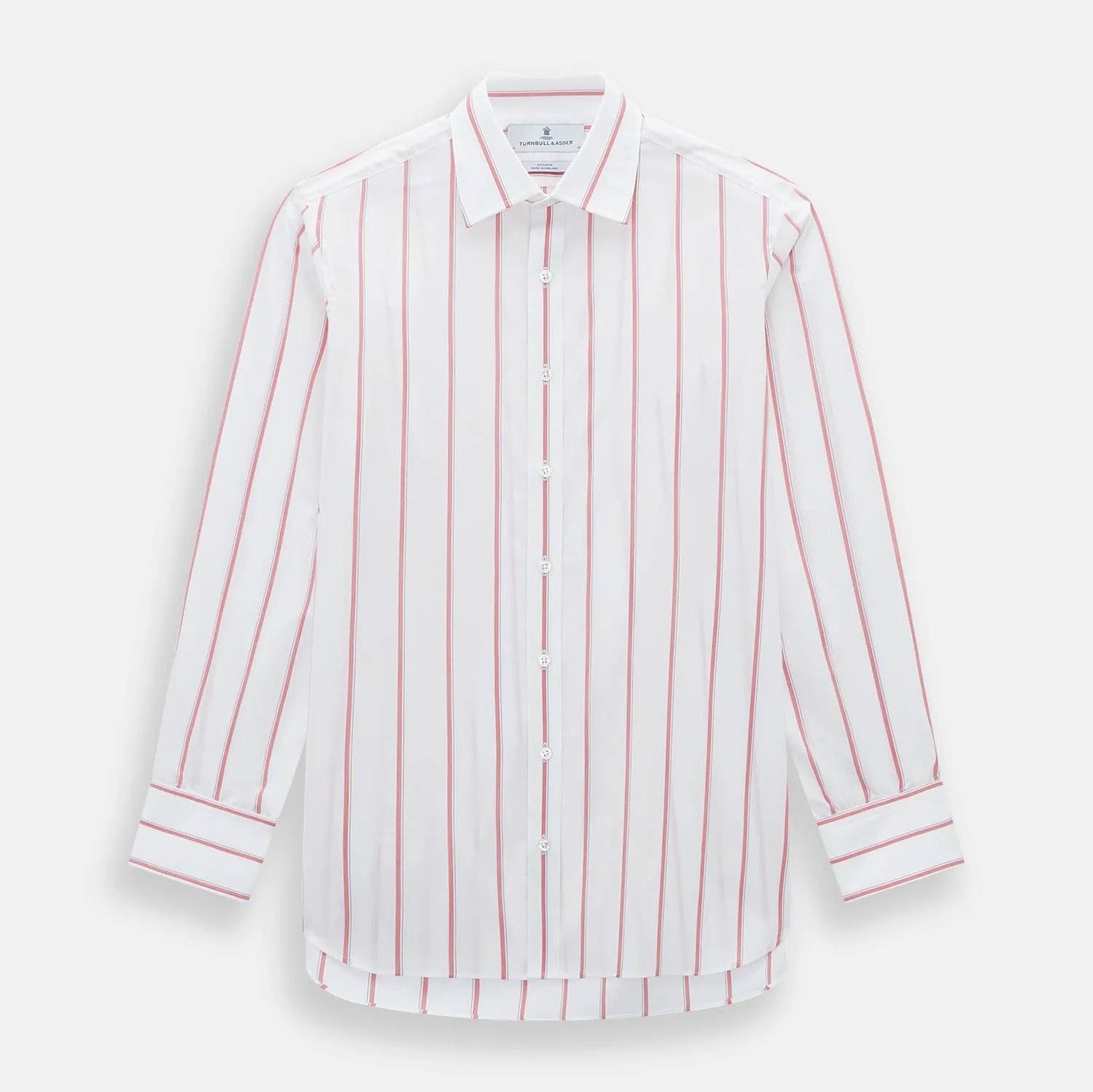 Coral Track Stripe Mayfair Shirt sold by Turnbull & Asser