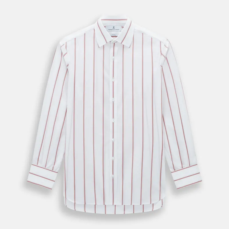 Dark Red Track Stripe Mayfair Shirt sold by Turnbull & Asser
