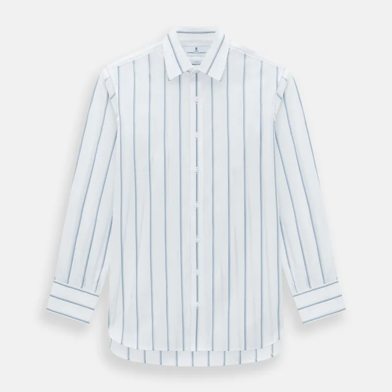 Steel Grey Track Stripe Mayfair Shirt sold by Turnbull & Asser