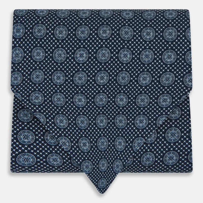 Navy Medallion Silk Cravat sold by Turnbull & Asser