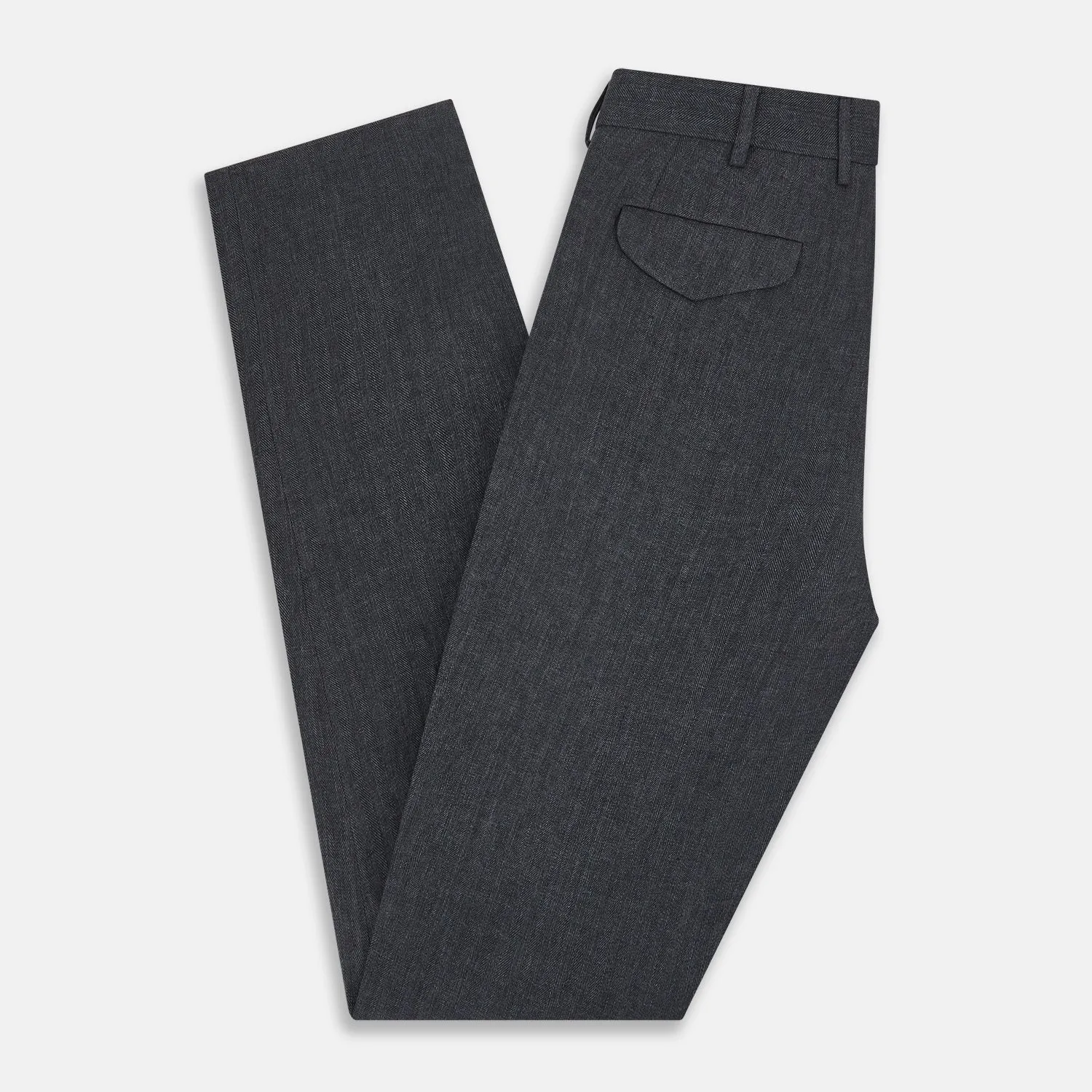 Ash Linen Herringbone Edmund Trousers sold by Turnbull & Asser product image thumbnail 5