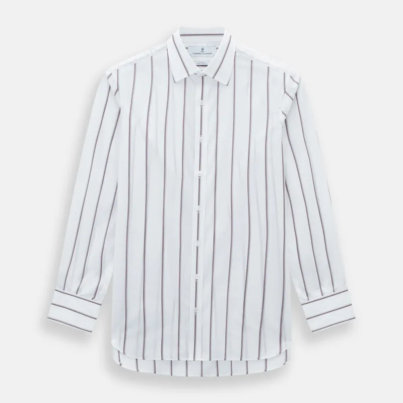 Burgundy Track Stripe Mayfair Shirt sold by Turnbull & Asser
