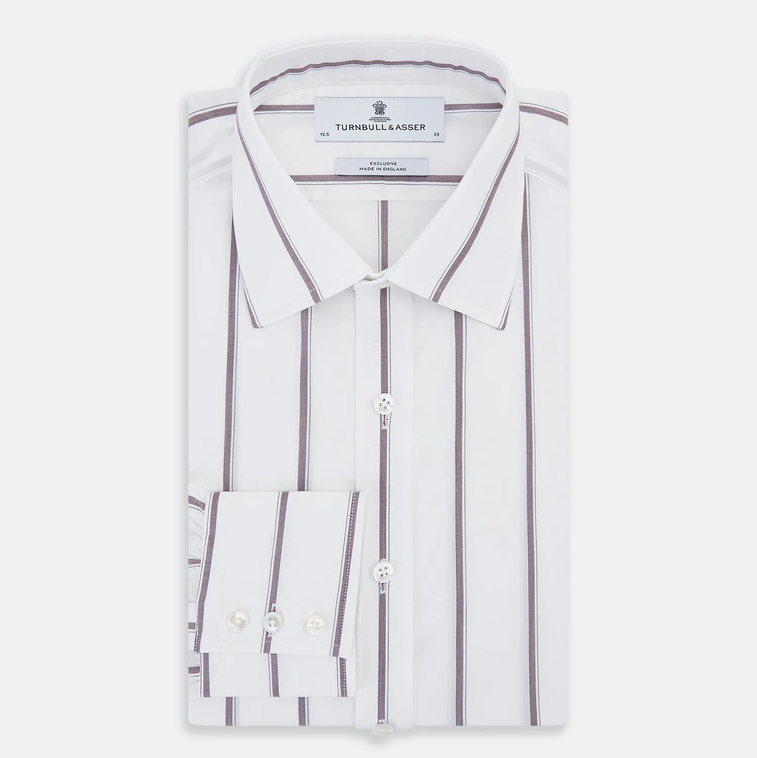 Burgundy Track Stripe Mayfair Shirt sold by Turnbull & Asser product image thumbnail 5