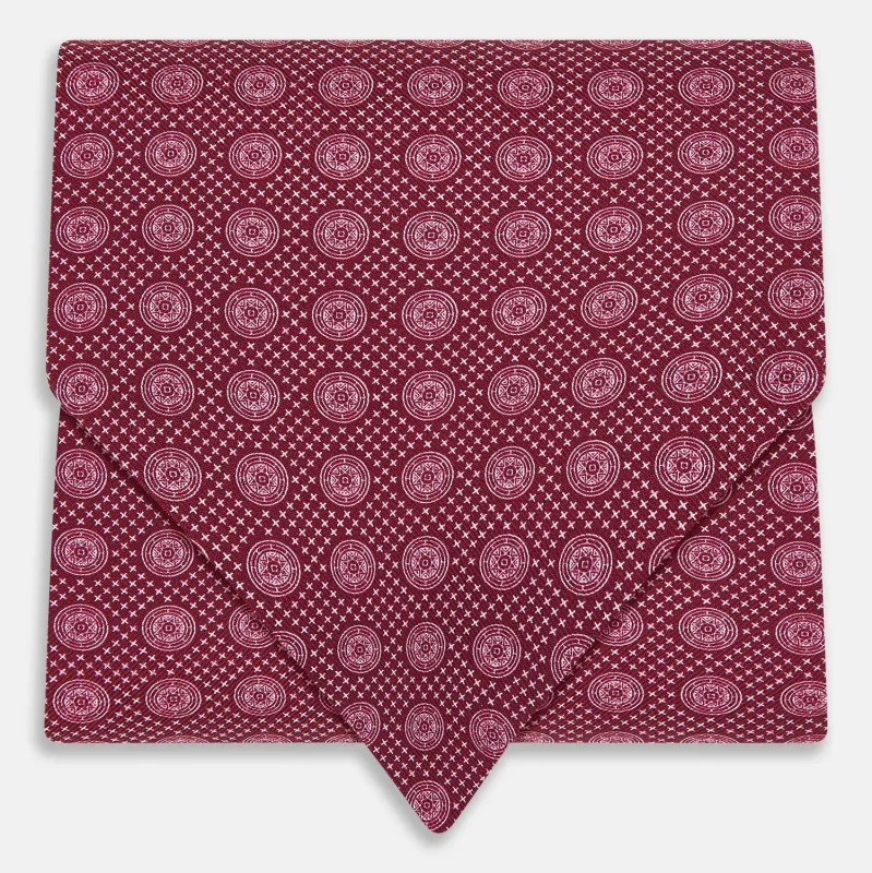 Burgundy Medallion Silk Cravat sold by Turnbull & Asser