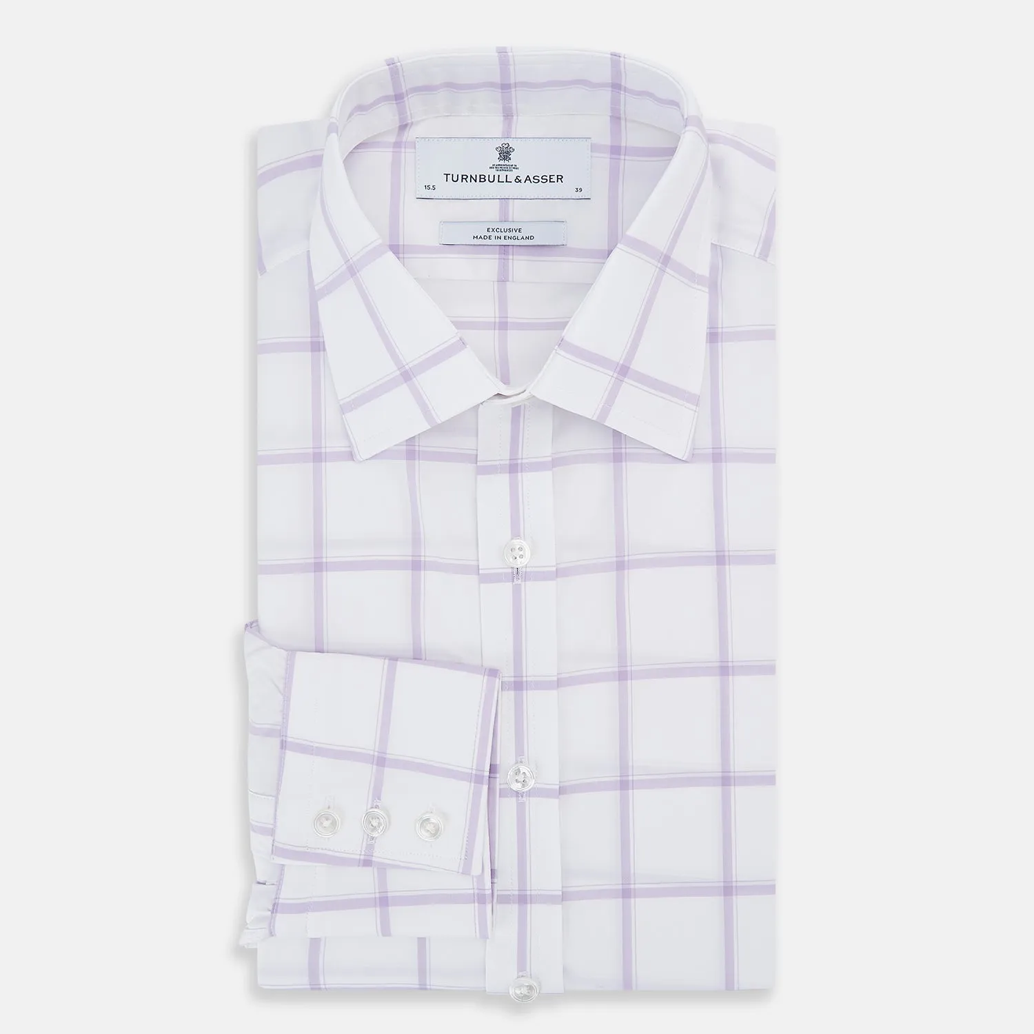 Lilac Grid Check Mayfair Shirt sold by Turnbull & Asser product image thumbnail 5