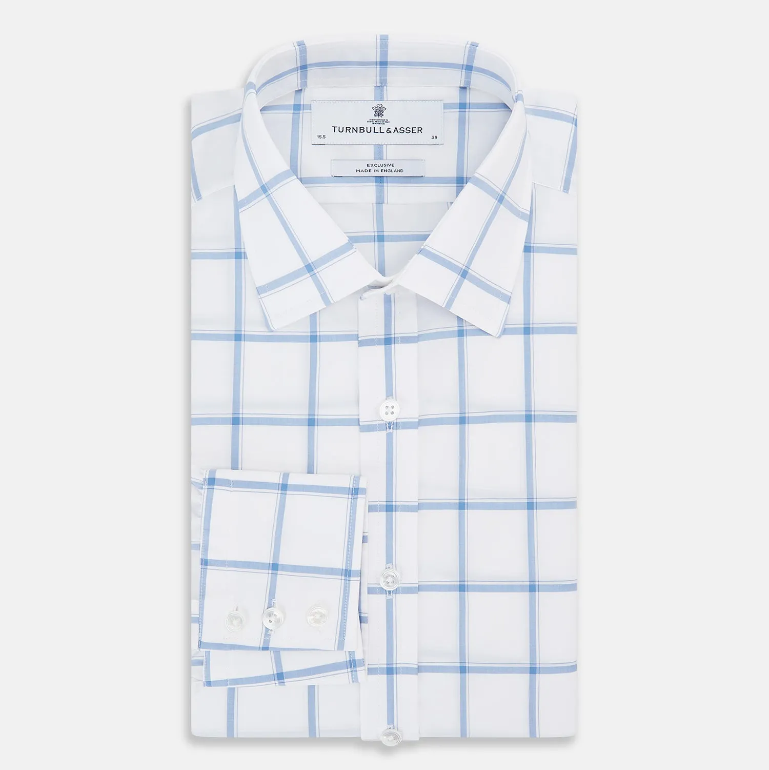 Colony Blue Grid Check Mayfair Shirt sold by Turnbull & Asser product image thumbnail 5
