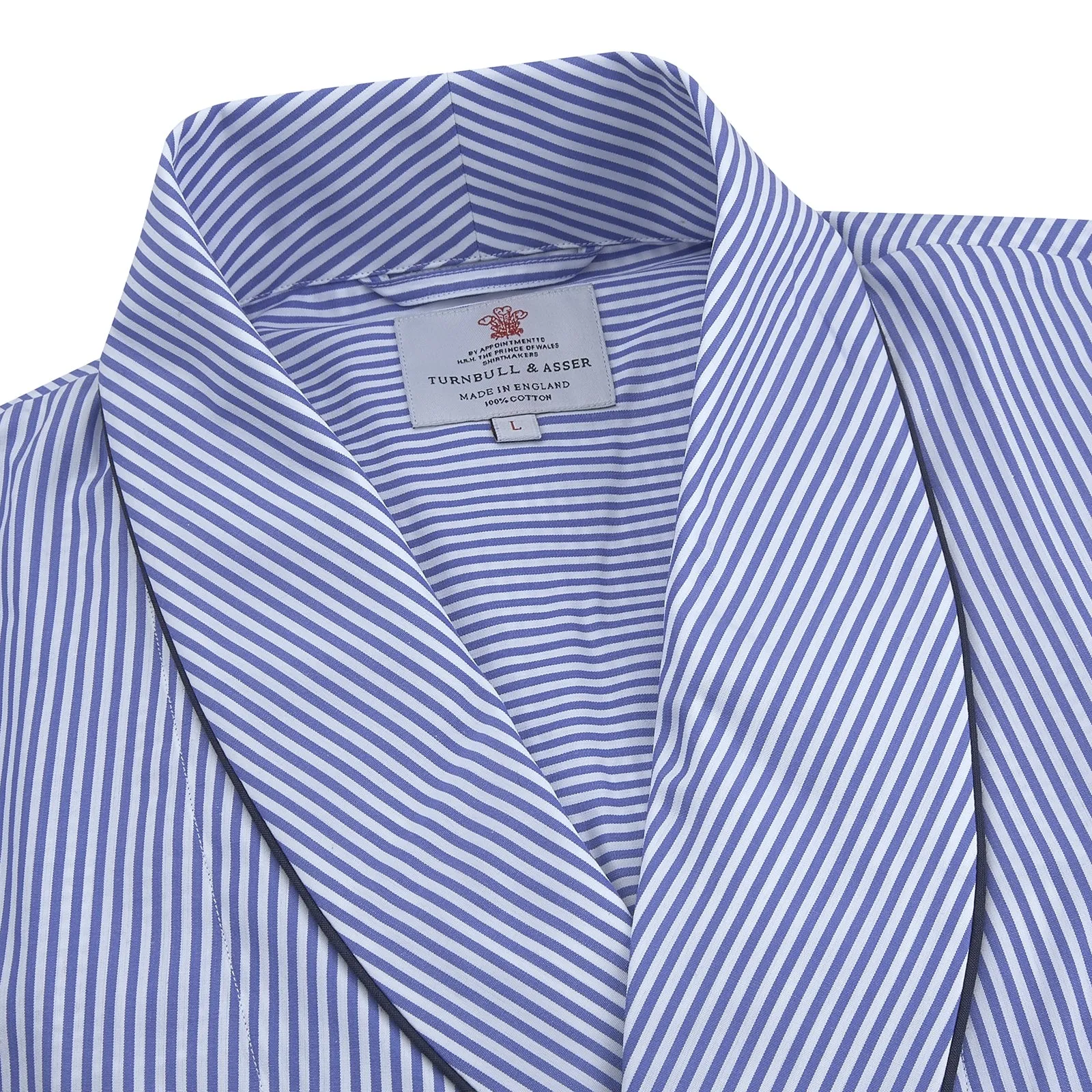 Blue Bengal Stripe Piped Cotton Gown sold by Turnbull & Asser product image thumbnail 2