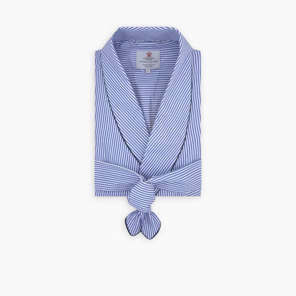 Blue Bengal Stripe Piped Cotton Gown sold by Turnbull & Asser product image thumbnail 3