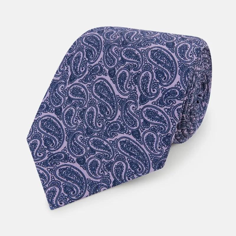 Lilac Paisley Silk Tie sold by Turnbull & Asser