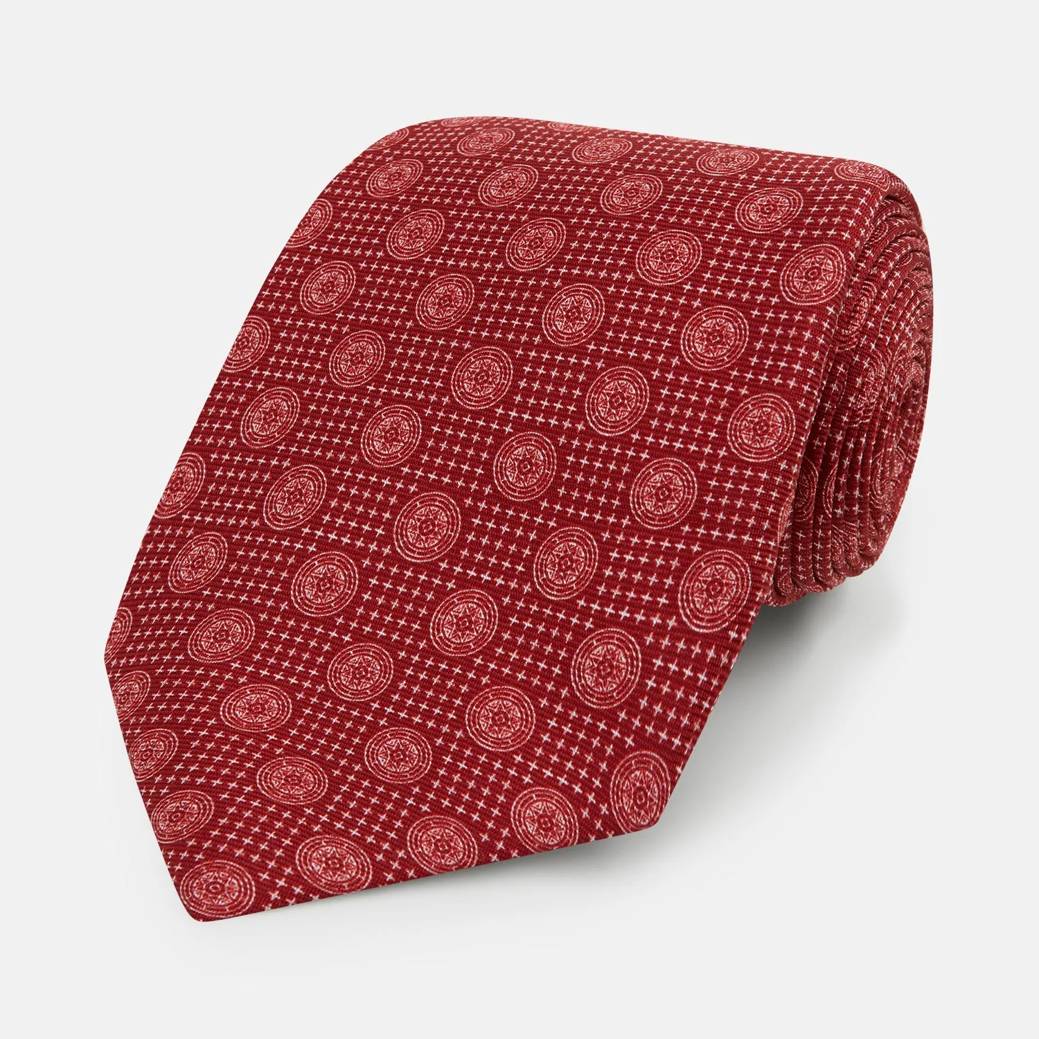 Red Medallion Silk Tie sold by Turnbull & Asser