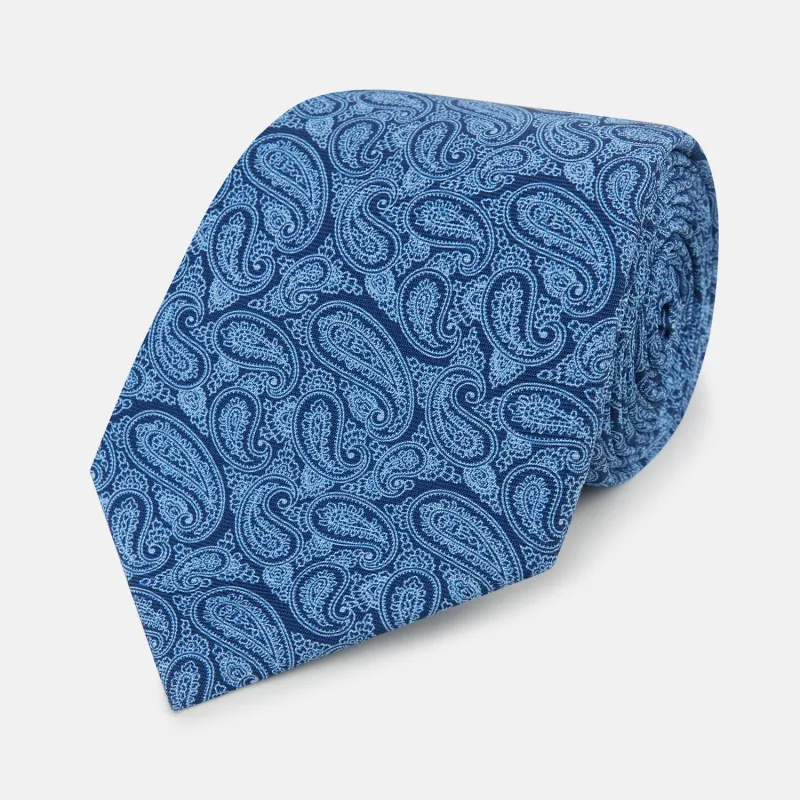 Azzurro Paisley Silk Tie sold by Turnbull & Asser