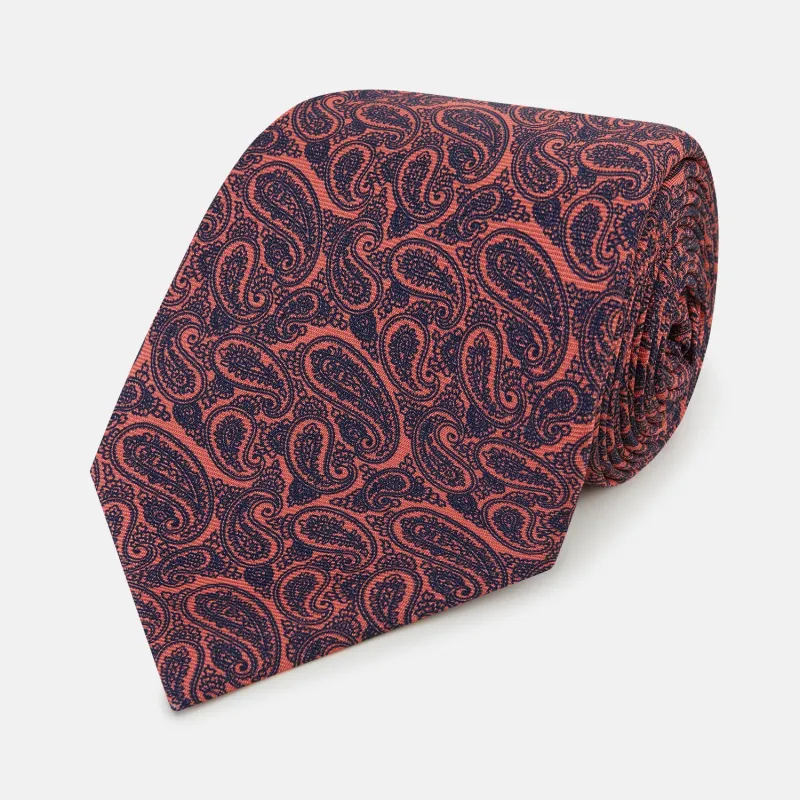 Orange Paisley Silk Tie sold by Turnbull & Asser