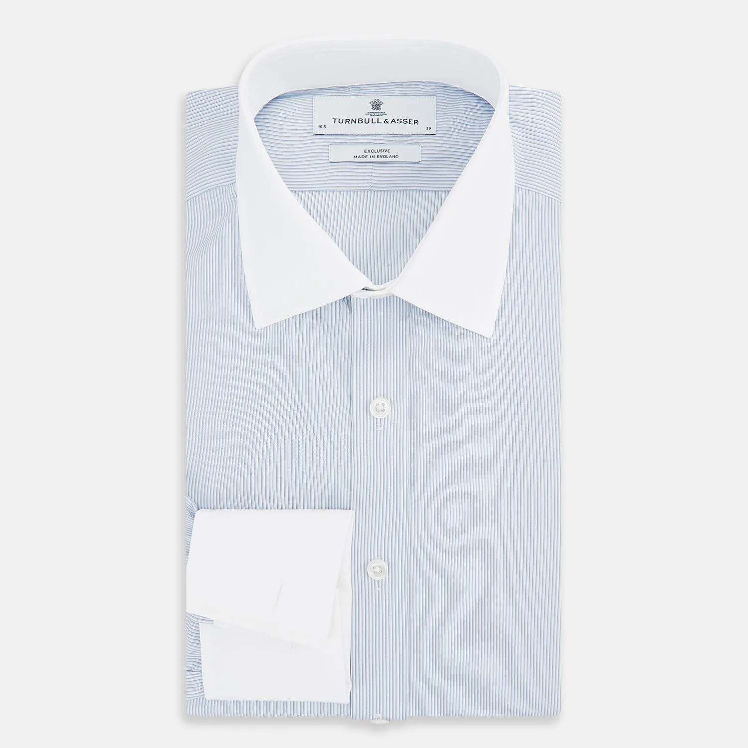 Sky Blue Hairline Multi Stripe Shirt with Constrast T&A Collar and Cuffs sold by Turnbull & Asser product image thumbnail 5