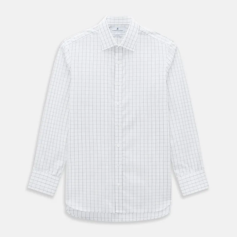 Navy Blue  Hairline Multi Stripe Mayfair Shirt sold by Turnbull & Asser