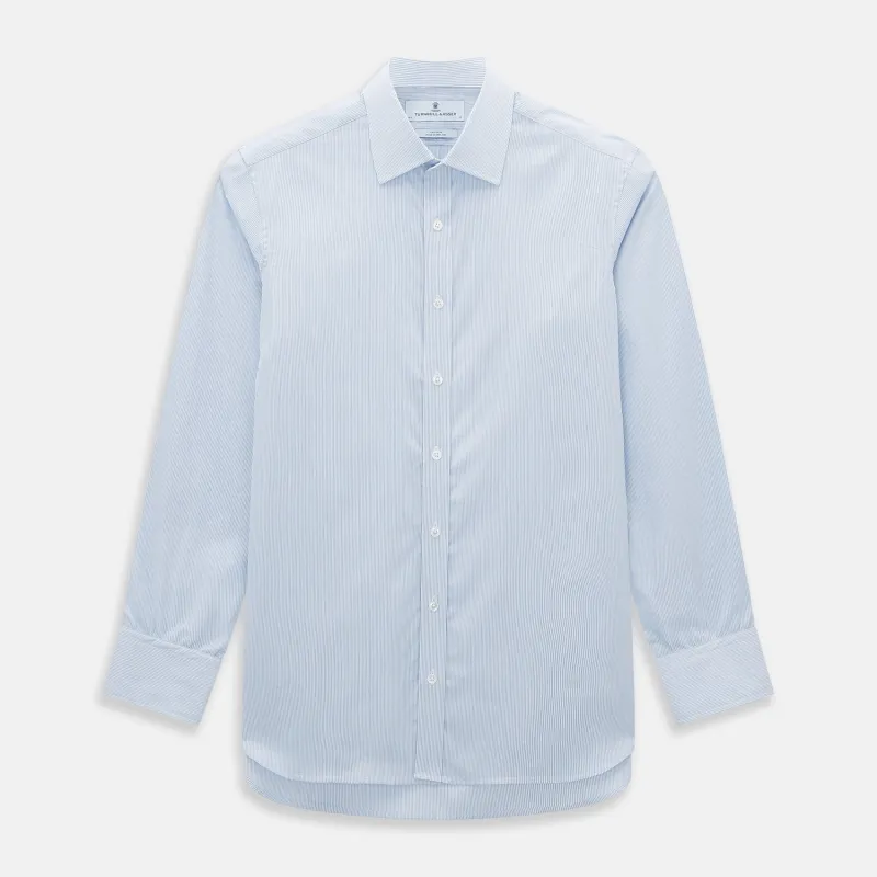 Sky Blue Hairline Multi Stripe Mayfair Shirt sold by Turnbull & Asser