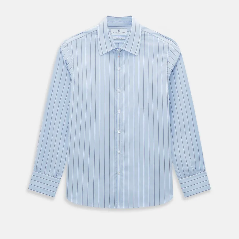 Blue and Navy Multi-Stripe Westminster Shirt sold by Turnbull & Asser