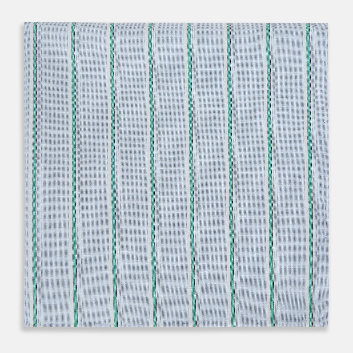 Blue and Green Multi Stripe Hand-Rolled Handkerchief sold by Turnbull & Asser