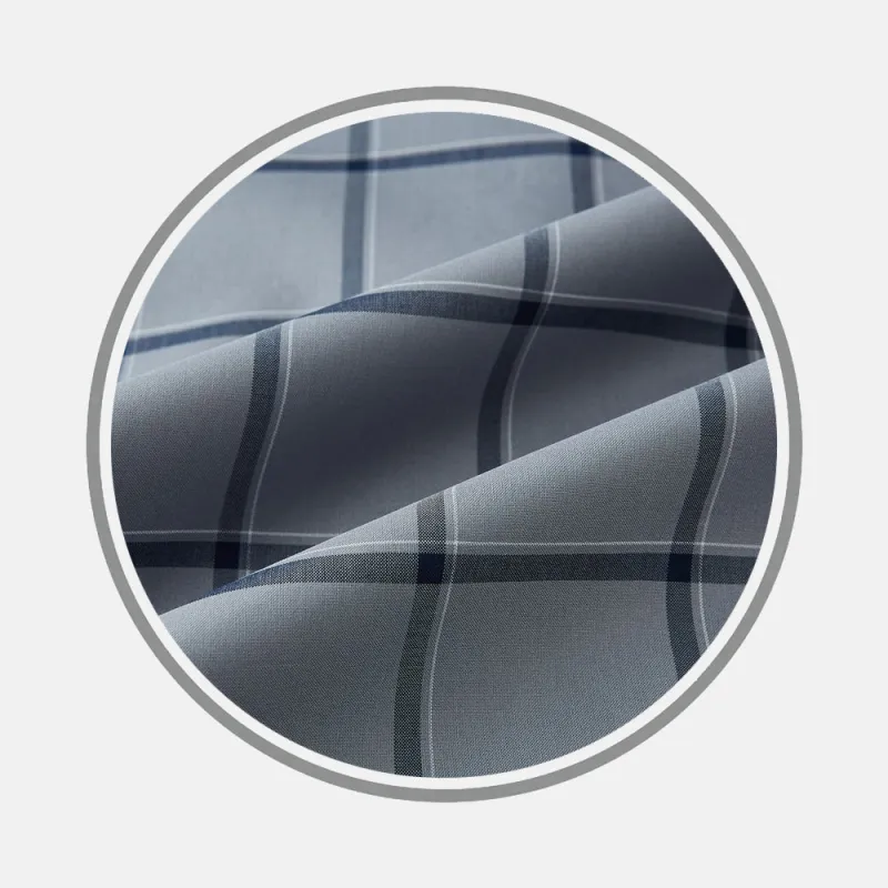 Wide Navy and Grey Check Fabric sold by Turnbull & Asser