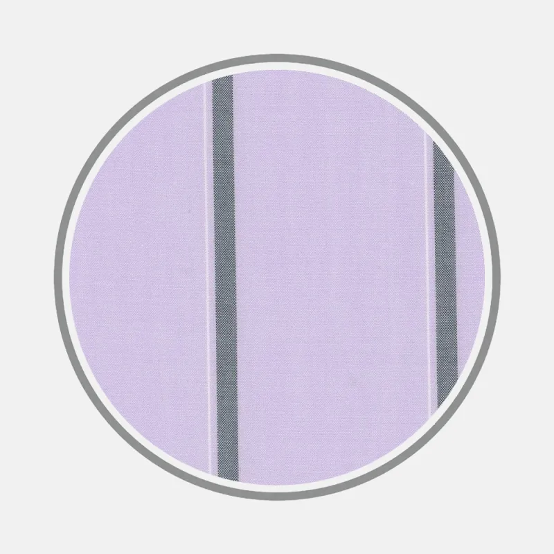 Wide Navy and Lilac Stripe Fabric sold by Turnbull & Asser