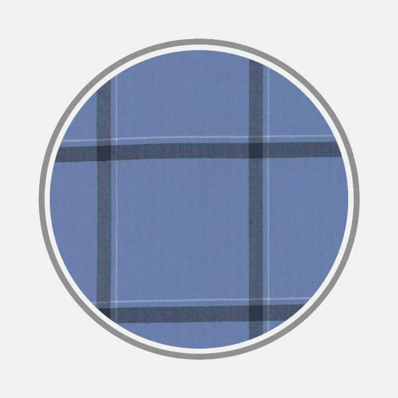 Wide Navy and Blue Check Fabric sold by Turnbull & Asser