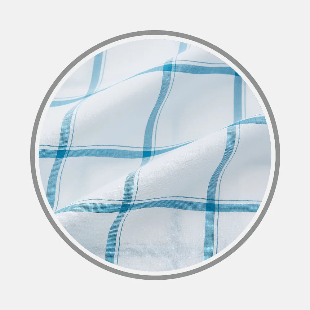 Turquoise Grid Check Fabric sold by Turnbull & Asser