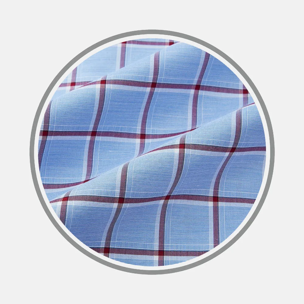 Blue and Burgundy Windowpane Fabric sold by Turnbull & Asser