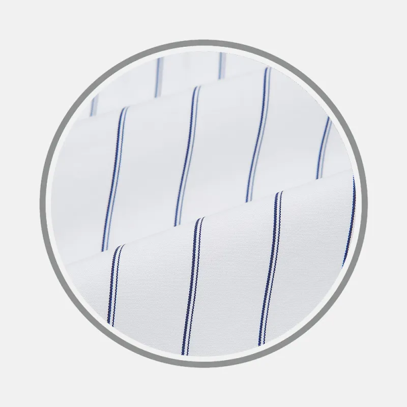 Dark Navy Double Pinstripe Fabric sold by Turnbull & Asser