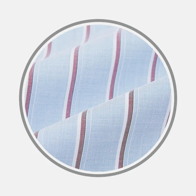 Blue and Burgundy Multi Stripe Fabric sold by Turnbull & Asser
