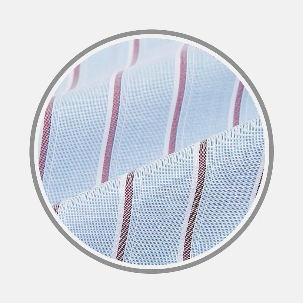 Blue and Burgundy Multi Stripe Fabric sold by Turnbull & Asser