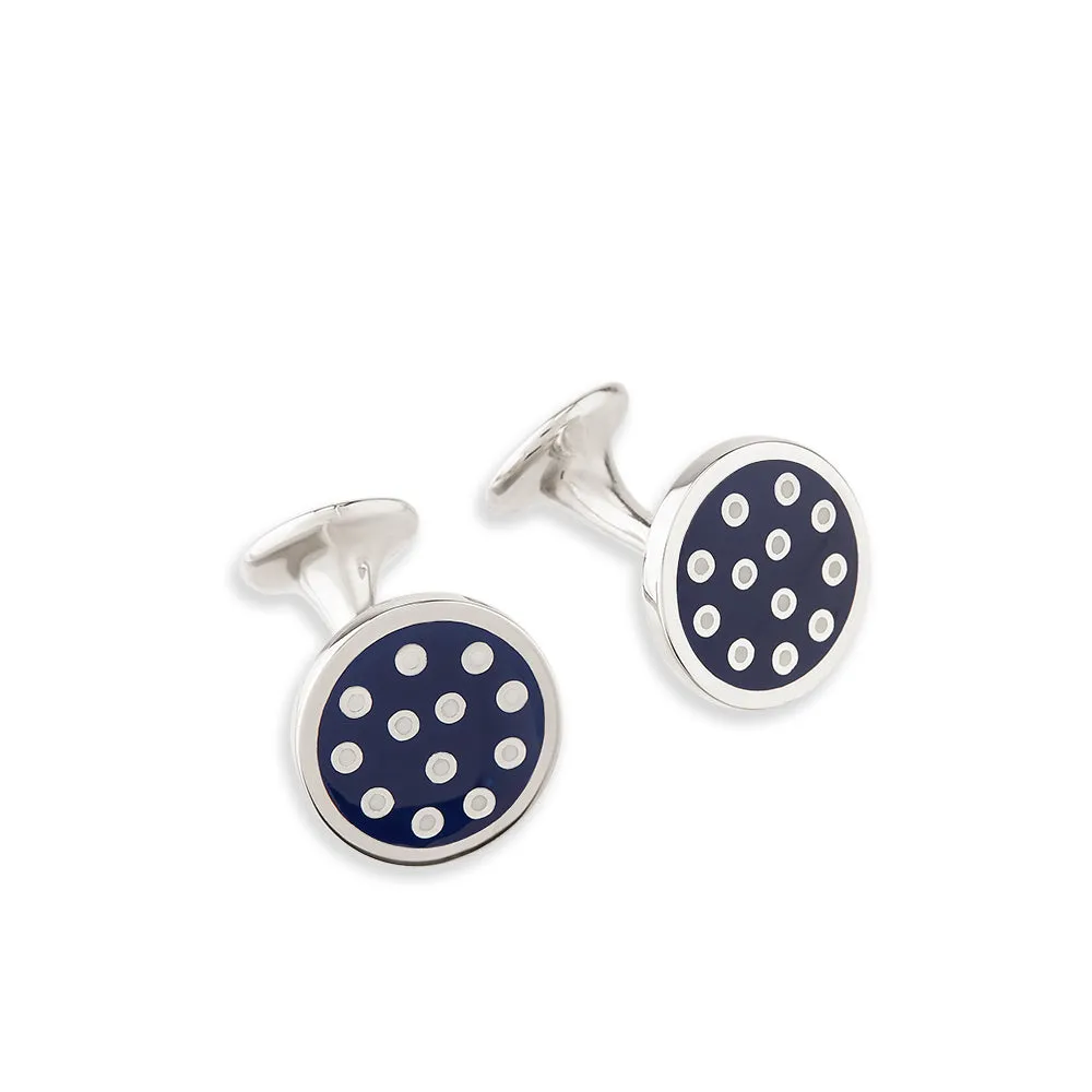 Navy Spotted Circle Enamel Cufflinks sold by Turnbull & Asser product image thumbnail 4