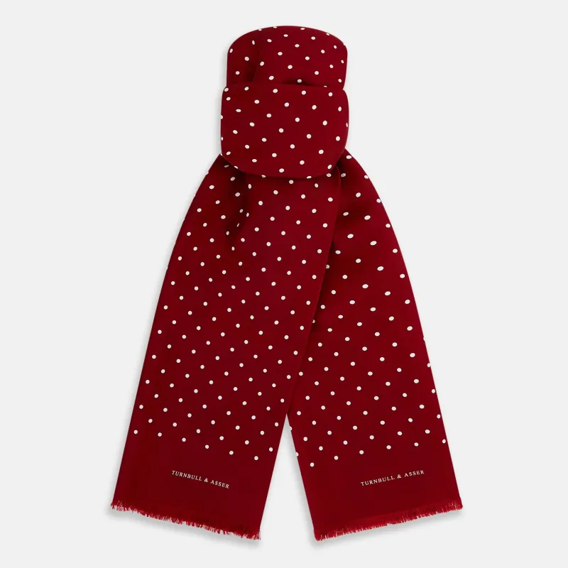 Burgundy and White Spotted Silk Scarf sold by Turnbull & Asser