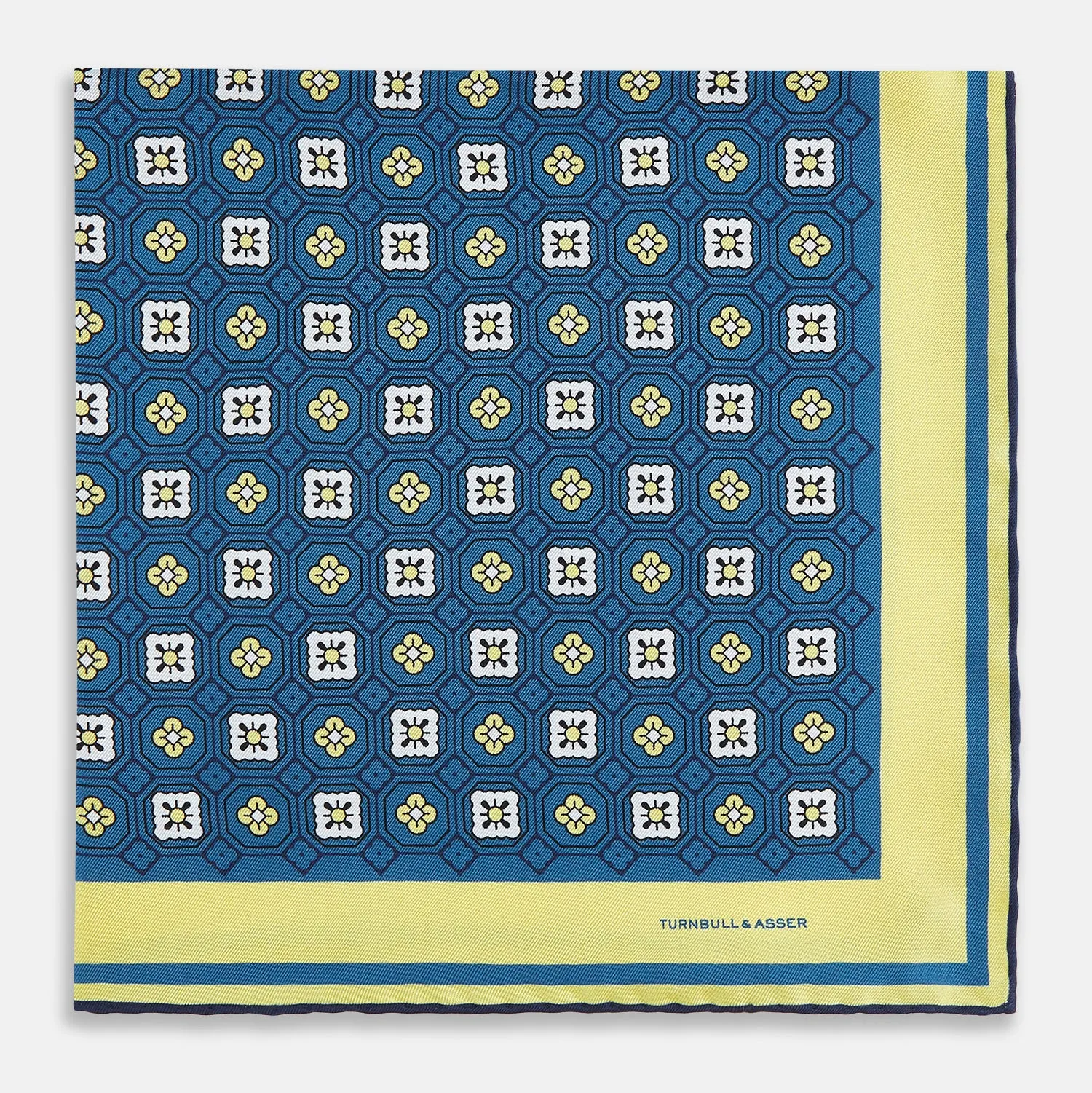 Azzurro Floral Tile Silk Pocket Square sold by Turnbull & Asser product image thumbnail 3