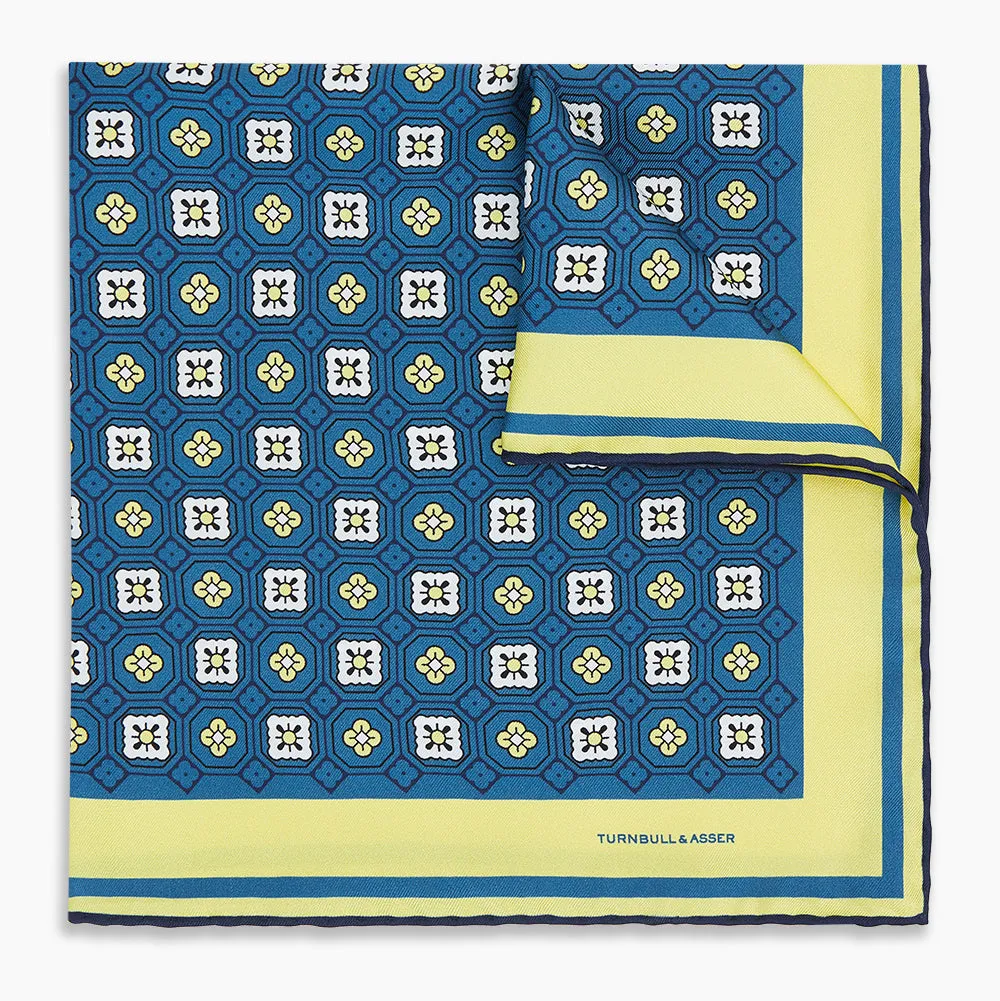 Azzurro Floral Tile Silk Pocket Square sold by Turnbull & Asser product image thumbnail 5