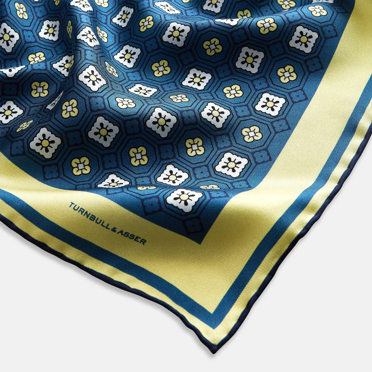 Azzurro Floral Tile Silk Pocket Square sold by Turnbull & Asser product image thumbnail 2