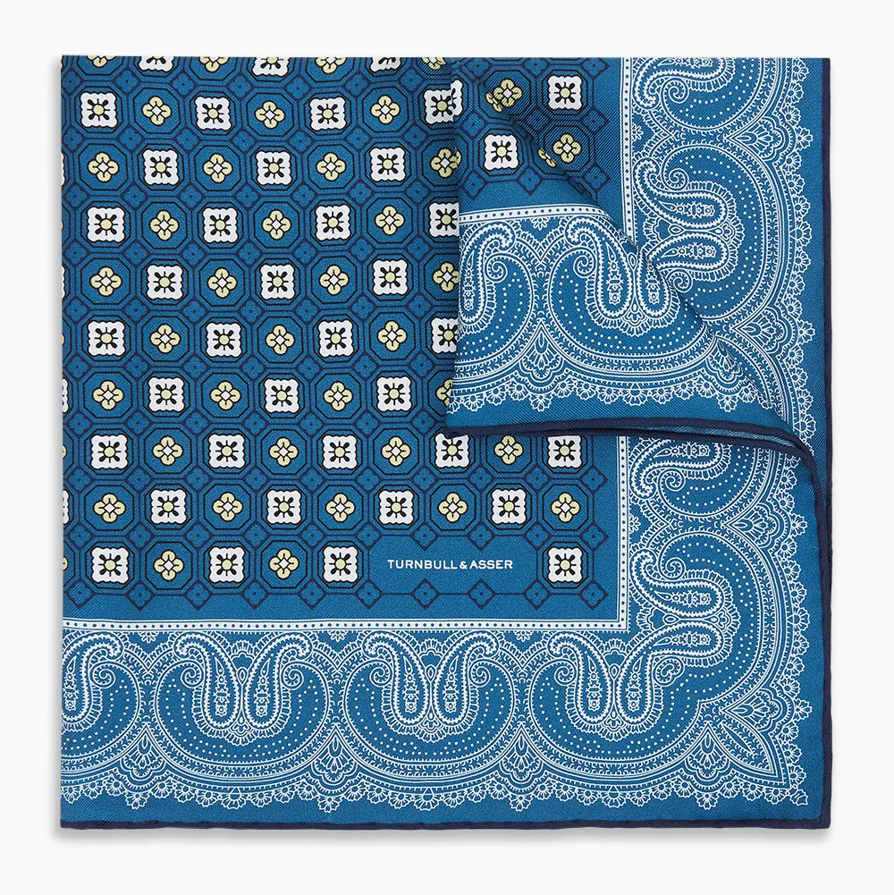Azzurro Floral Tile and Paisley Silk Pocket Square sold by Turnbull & Asser product image thumbnail 5