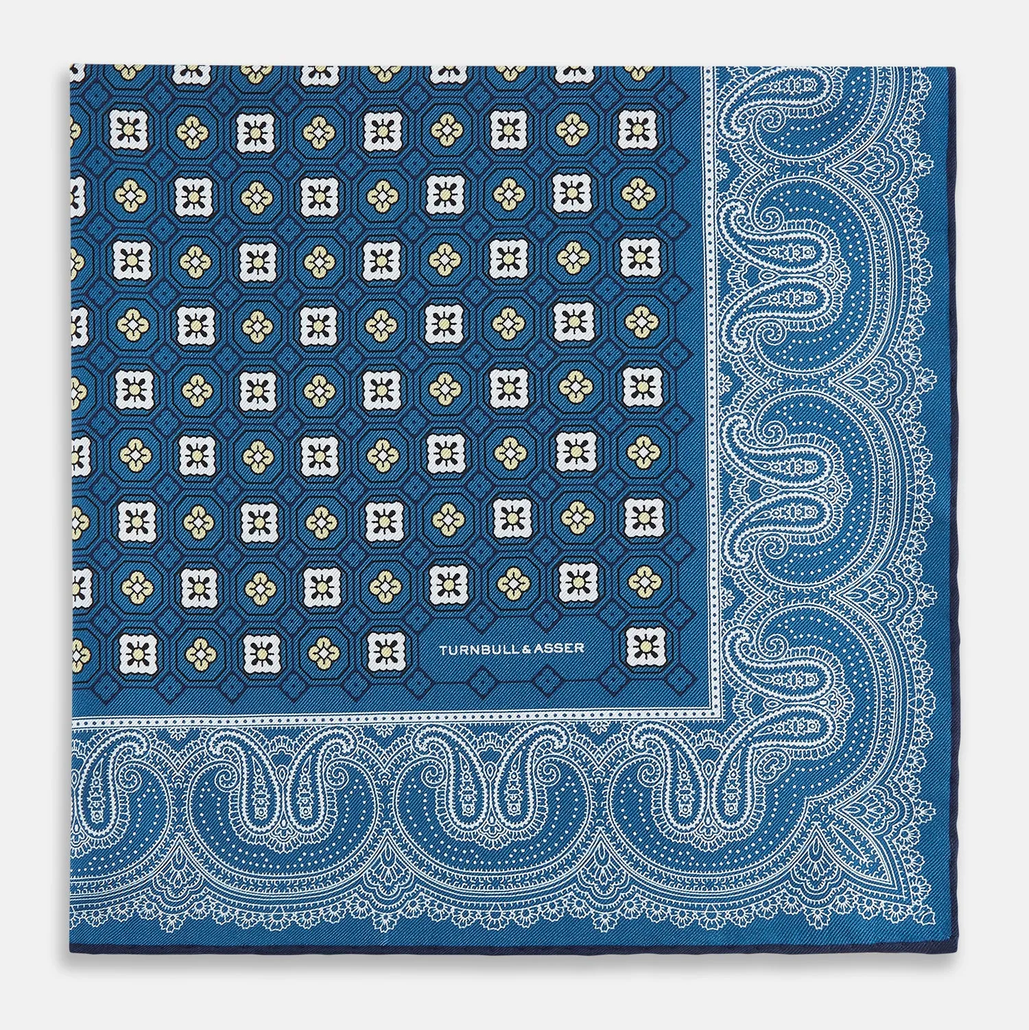 Azzurro Floral Tile and Paisley Silk Pocket Square sold by Turnbull & Asser product image thumbnail 3