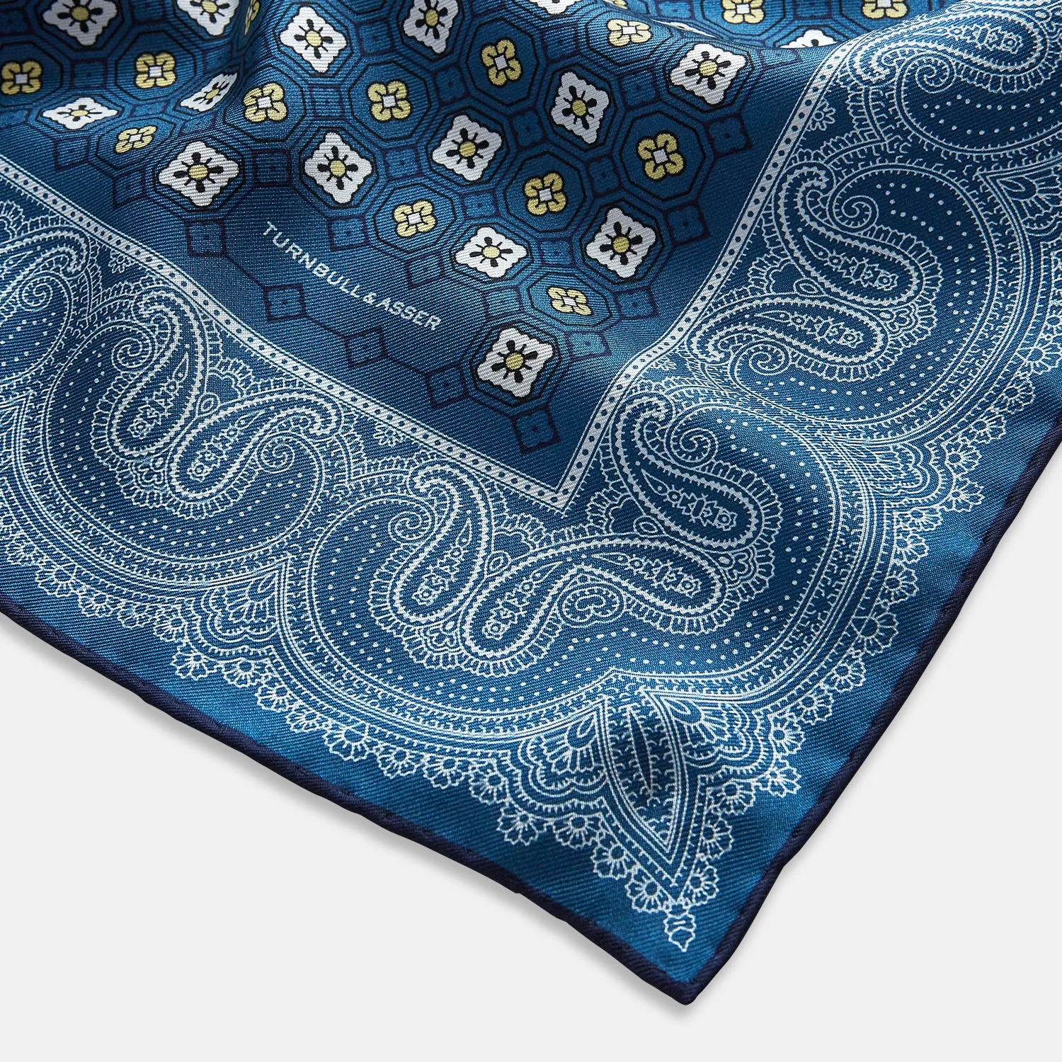 Azzurro Floral Tile and Paisley Silk Pocket Square sold by Turnbull & Asser product image thumbnail 2