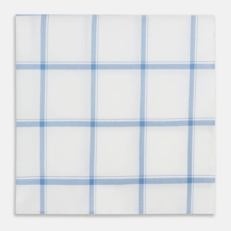 Colony Blue Grid Check Hand-Rolled Handkerchief sold by Turnbull & Asser