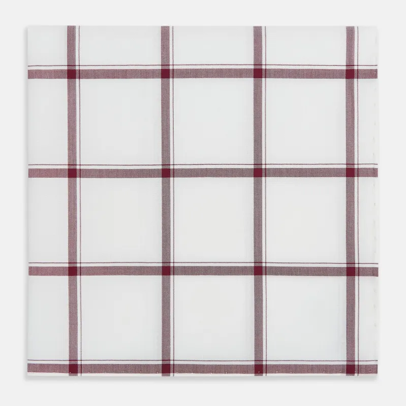 Burgundy Grid Check Hand-Rolled Handkerchief sold by Turnbull & Asser