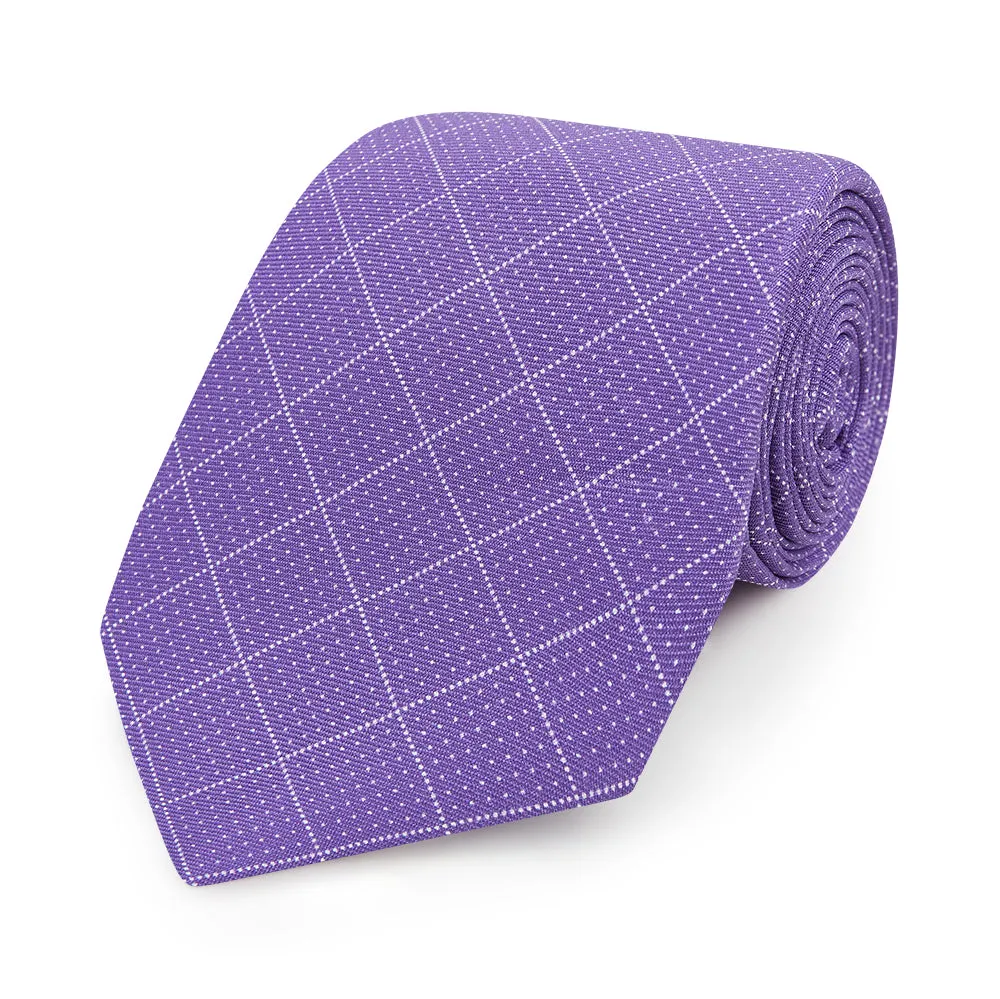 Purple Dotted Check Pattern Printed Silk Tie sold by Turnbull & Asser product image thumbnail 5