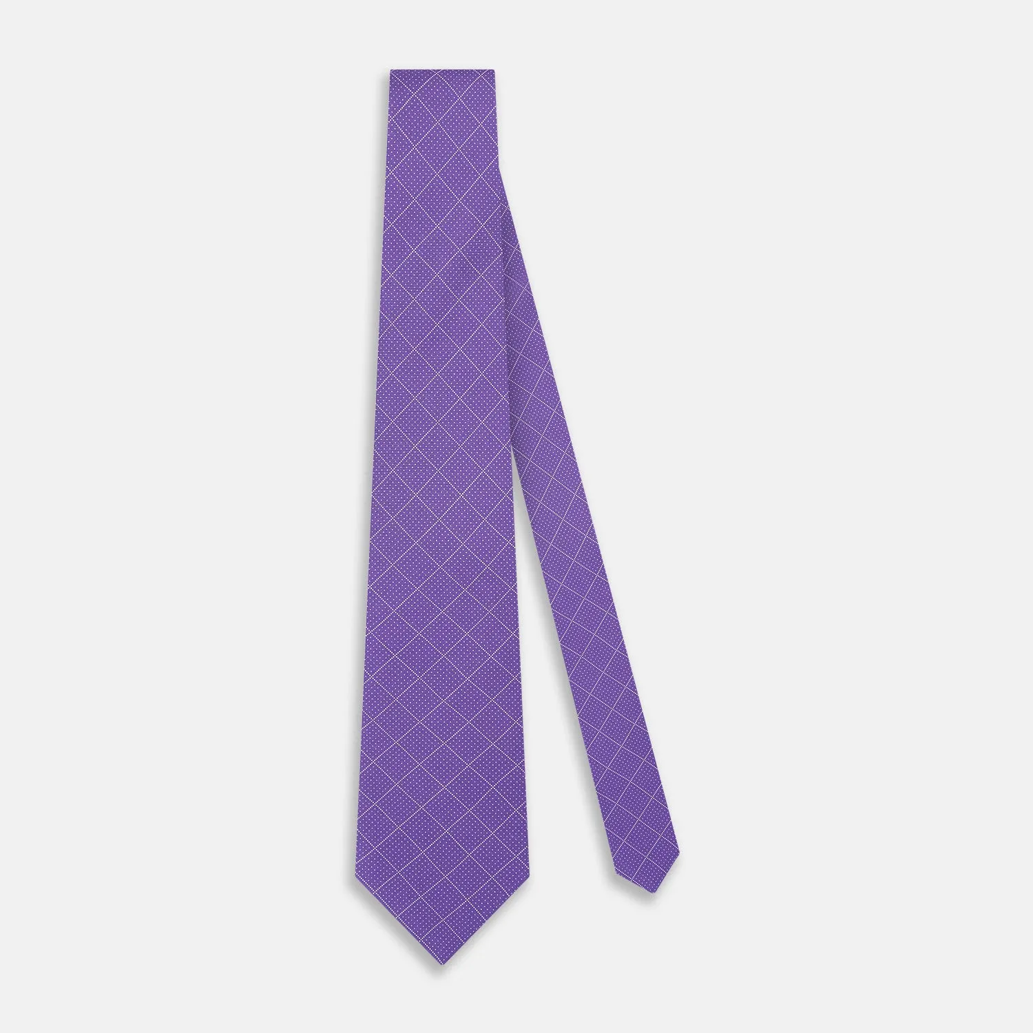 Purple Dotted Check Pattern Printed Silk Tie sold by Turnbull & Asser product image thumbnail 2