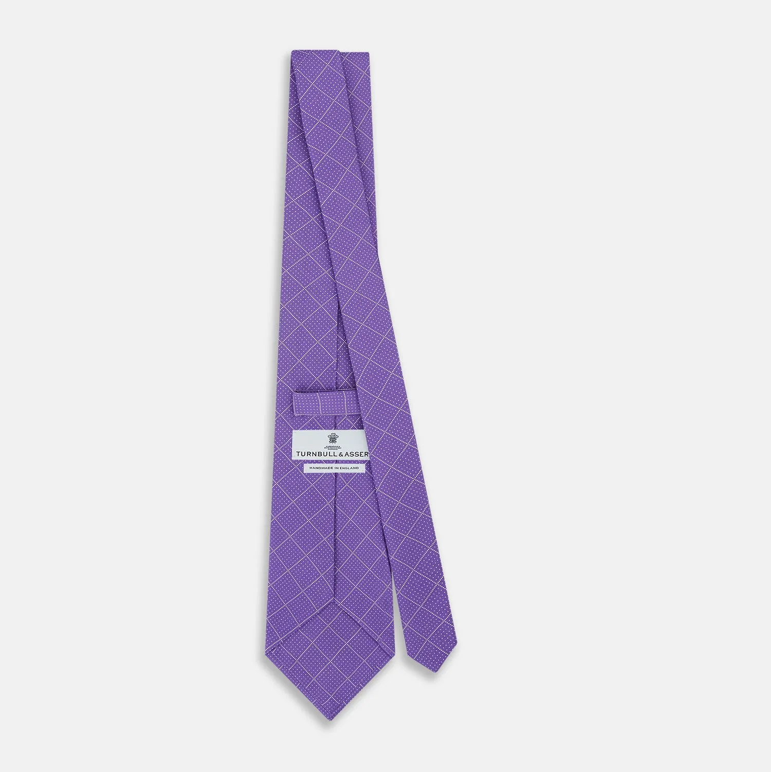 Purple Dotted Check Pattern Printed Silk Tie sold by Turnbull & Asser product image thumbnail 4