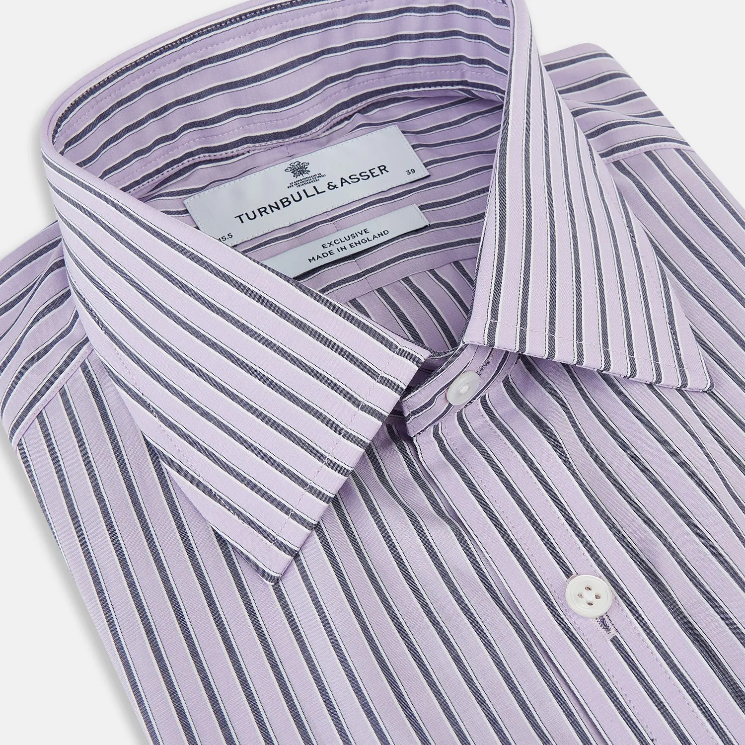 Lilac Ticking Stripe Mayfair Shirt sold by Turnbull & Asser product image thumbnail 2