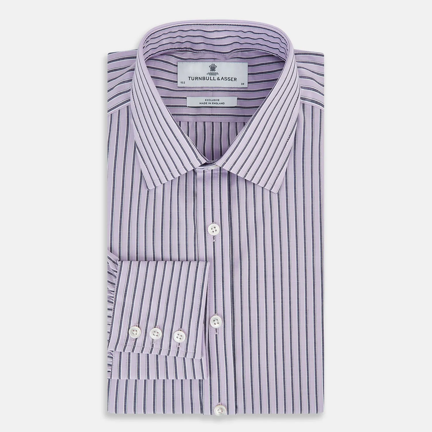 Lilac Ticking Stripe Mayfair Shirt sold by Turnbull & Asser product image thumbnail 5