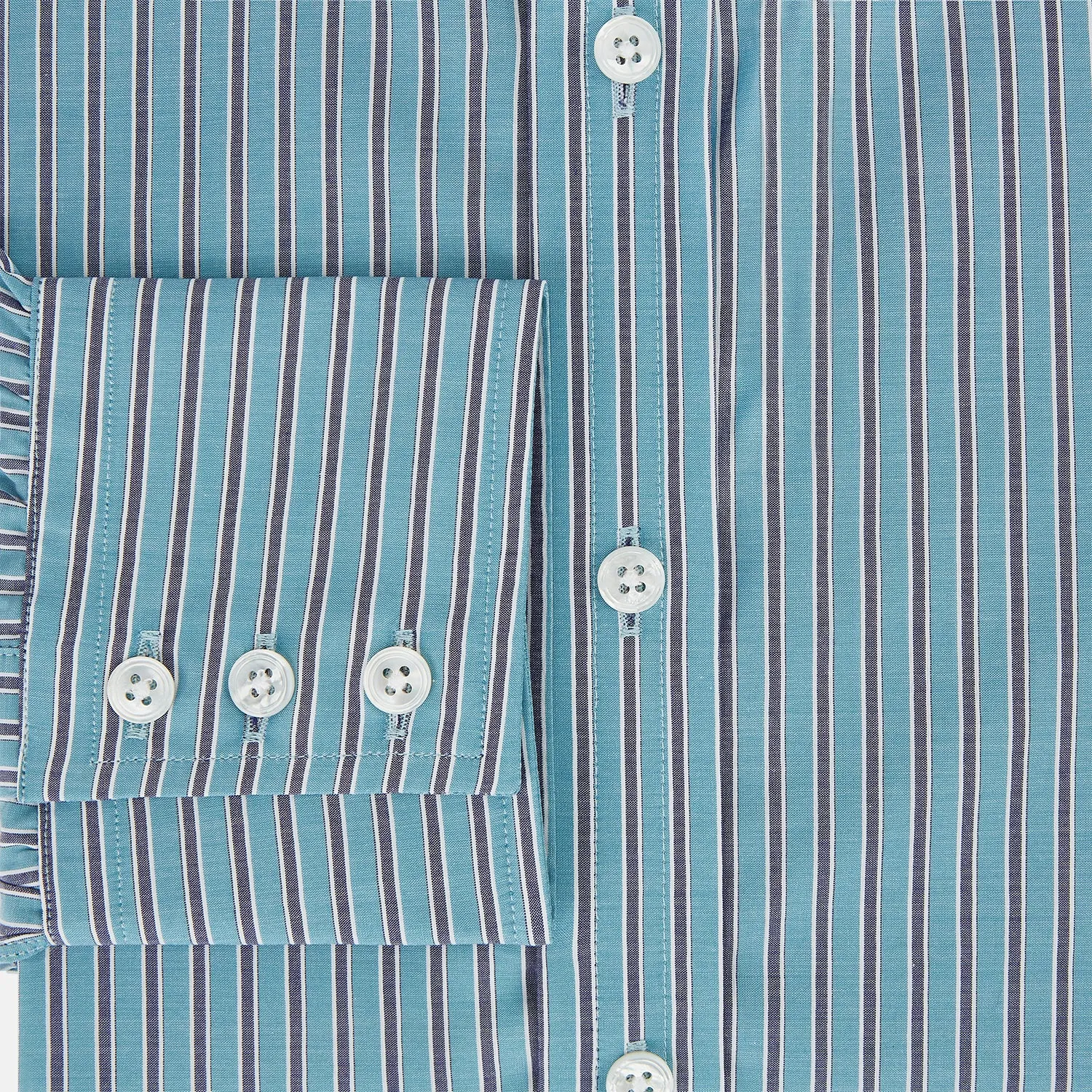 Turquoise Ticking Stripe Mayfair Shirt sold by Turnbull & Asser product image thumbnail 4