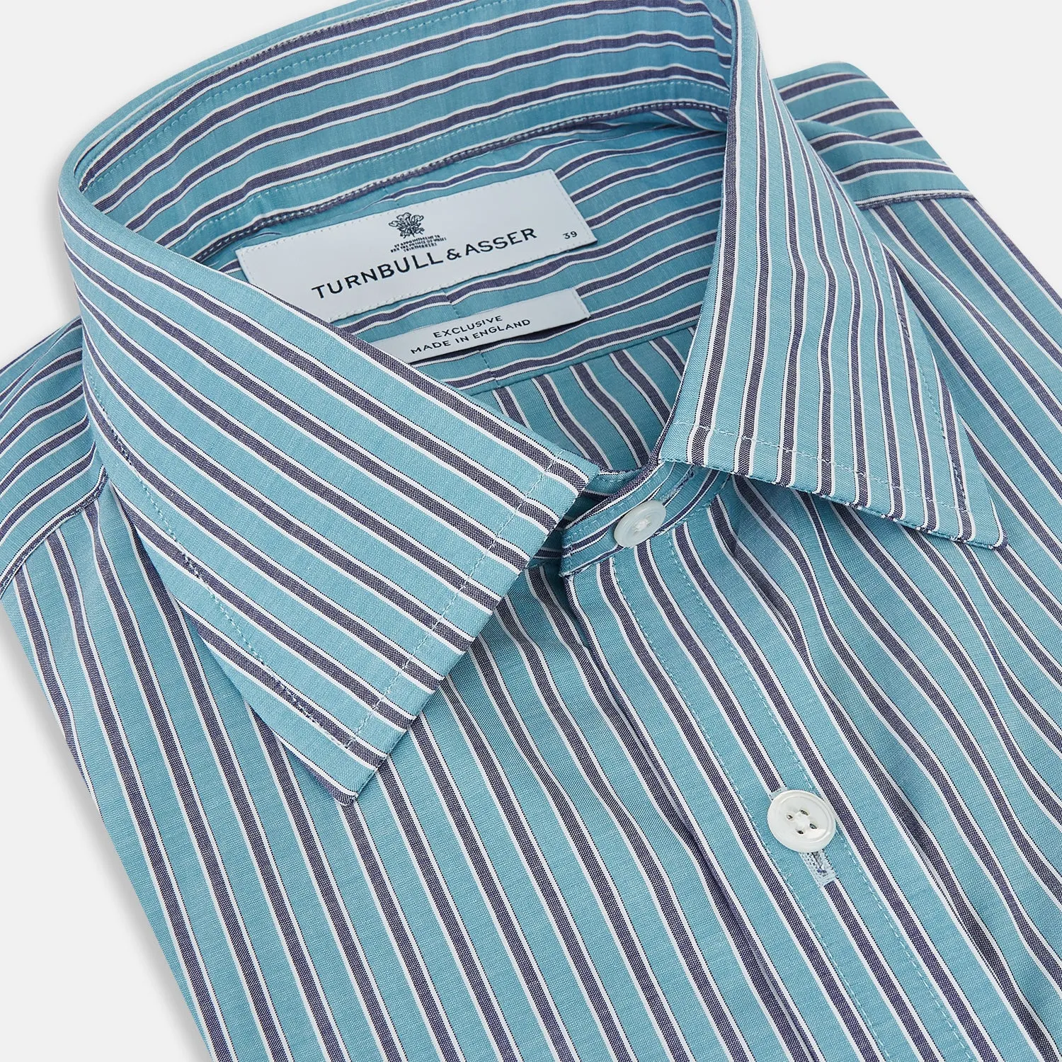 Turquoise Ticking Stripe Mayfair Shirt sold by Turnbull & Asser product image thumbnail 2