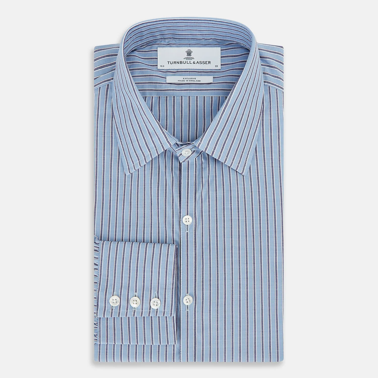 Steel Blue Ticking Stripe Westminster Shirt sold by Turnbull & Asser product image thumbnail 5
