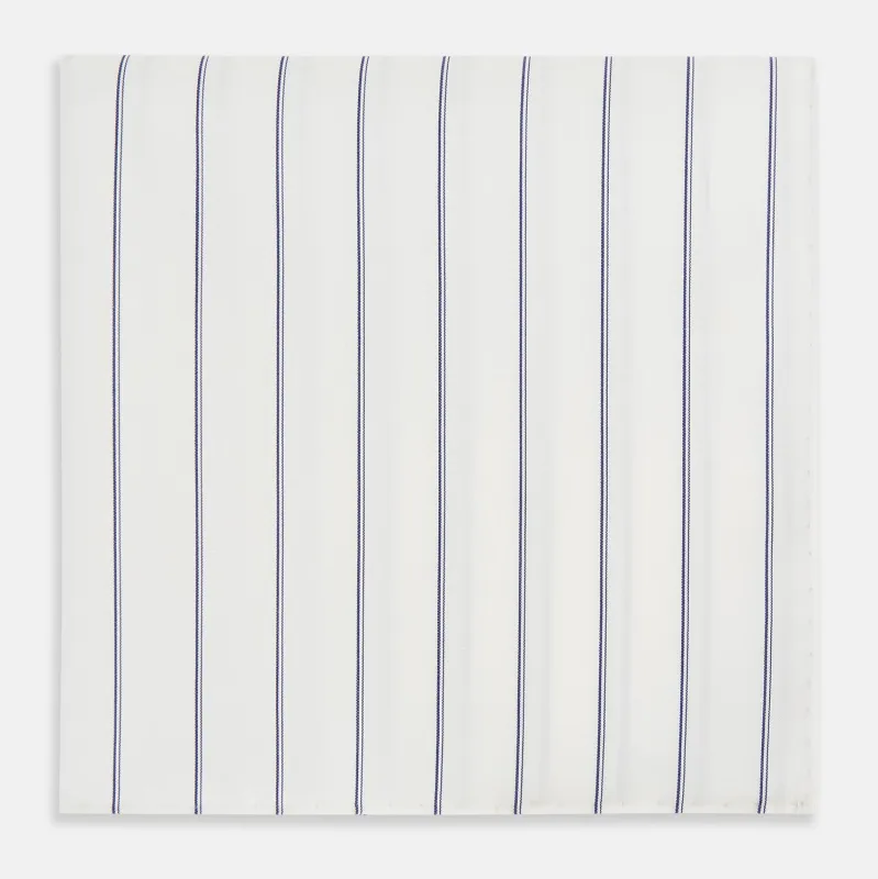 Dark Navy Double-Pinstripe Hand-Rolled Handkerchief sold by Turnbull & Asser
