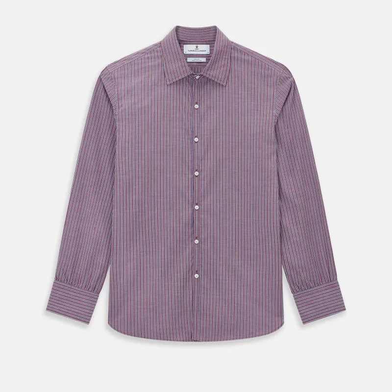 Wine Ticking Stripe Westminster Shirt sold by Turnbull & Asser