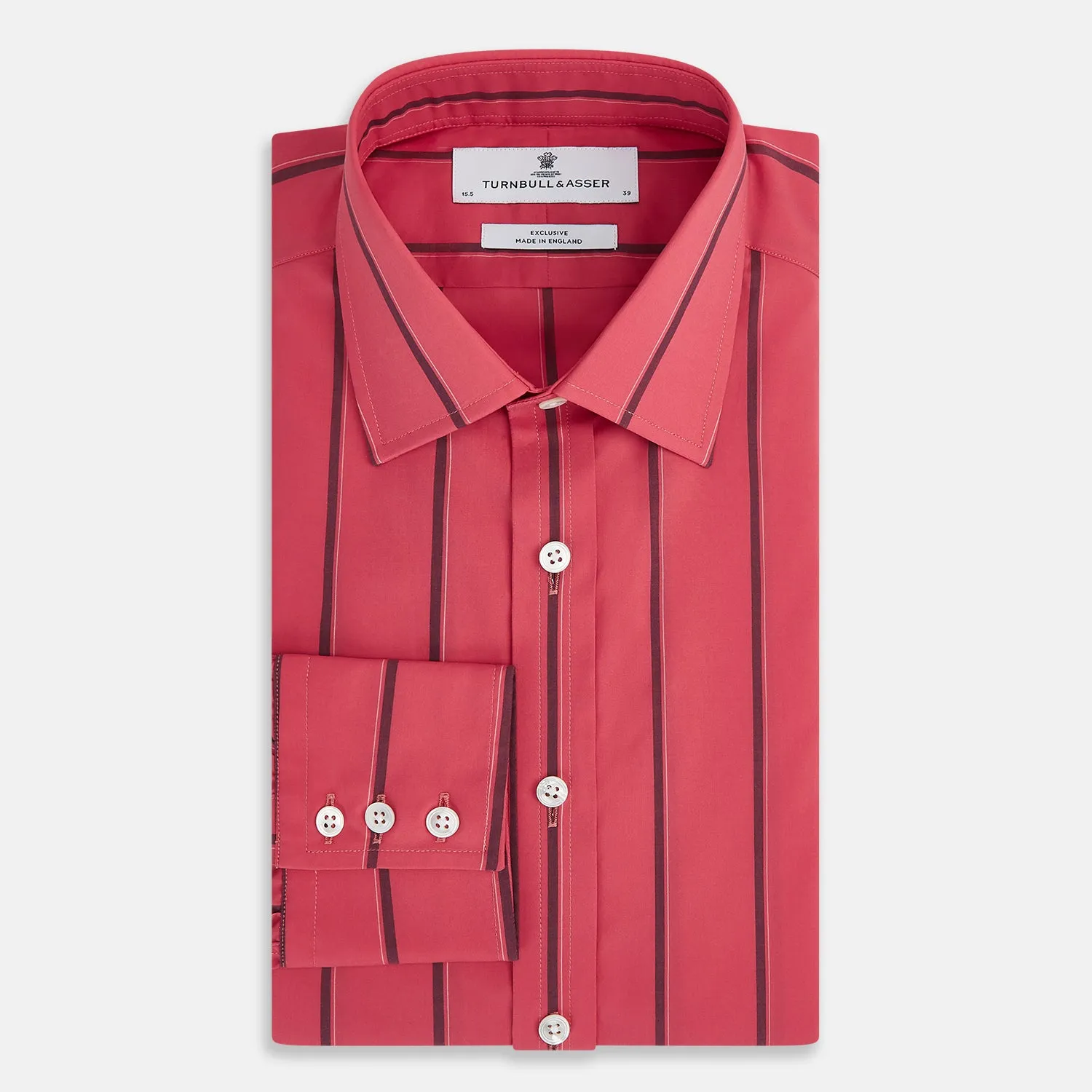 Coral Red Track Stripe Mayfair Shirt sold by Turnbull & Asser product image thumbnail 5